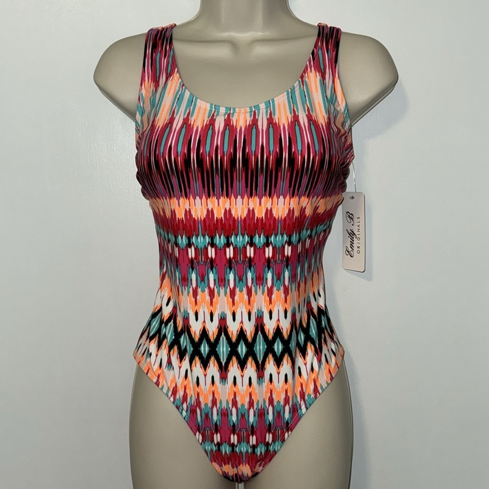 Emily B One Piece Swimsuit Pink & Orange Southwest Print Women’s Medium M